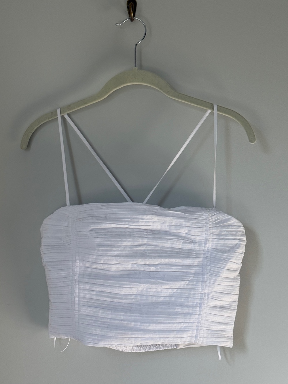 Madewell White Ruched Spaghetti-Strap Crop Top 8 NWT